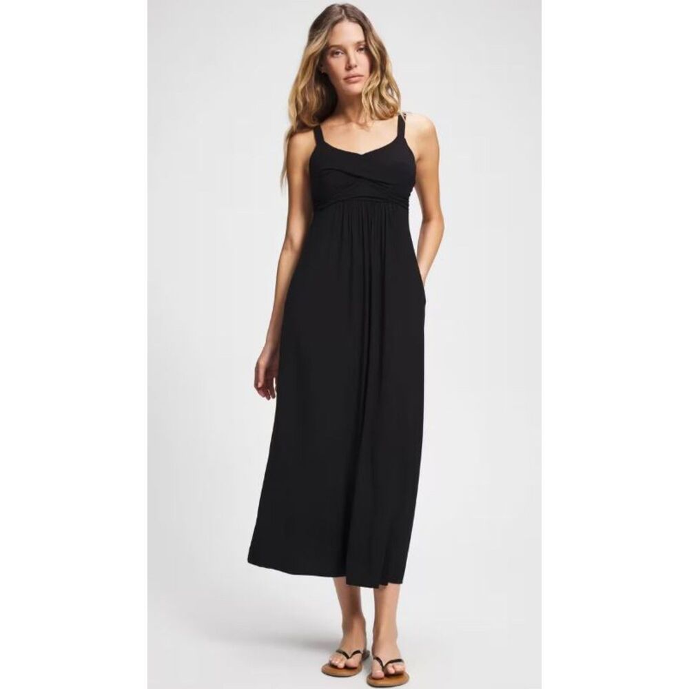 24/7 By Soma Soft Jersey Twist Bodice Built In Bra Comfortable Maxi Dress Size S